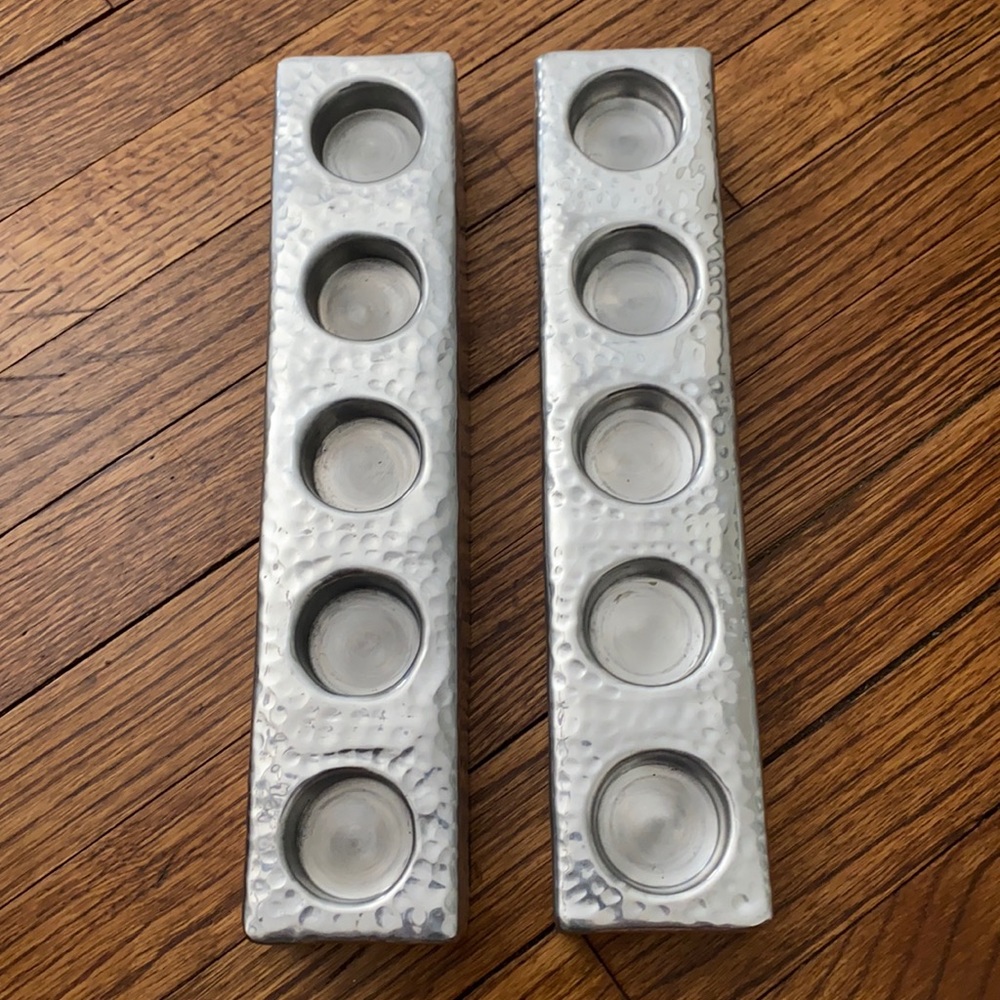 West Elm Hammered Metal Candle Holders